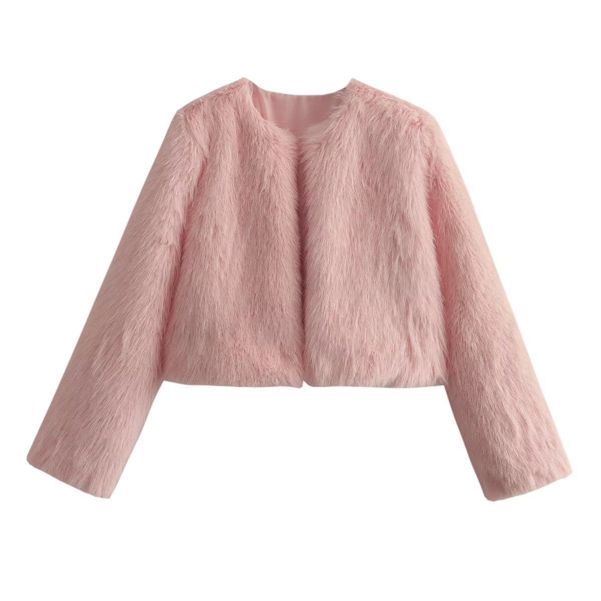 Cardigan court en imitation fourrure polyester.