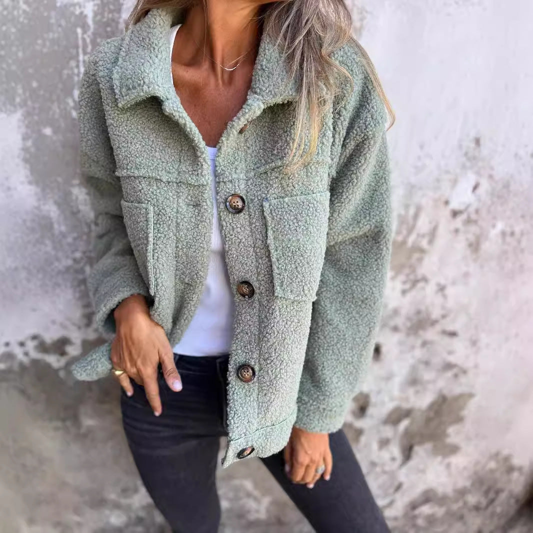 Veste en Tissu Sherpa avec Clo à Revers - Molinse