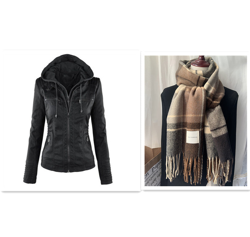 Veste en cuir avec capuche - Molinse