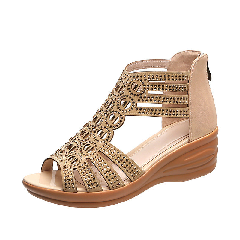 Sandales Compensées Confortables en Cristal, - Molinse