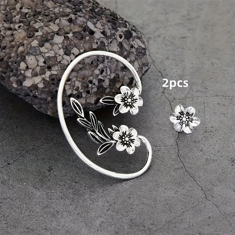 Boucles d'oreilles florales asymétriques vintage - Molinse