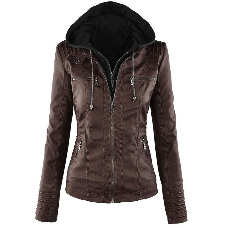 Veste en cuir  avec capuche - Molinse